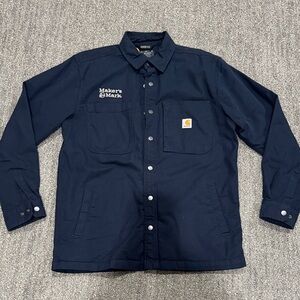 NWT Men’s Carhartt Navy Rugged Flex Button-Up Jacket Sz M